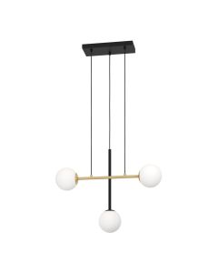 Φωτιστικό Κρεμαστό L63,5xH150cm Τετράφωτο 4xE14 Μέταλλο-Οπάλ Γυαλί Eglo Paz 390177