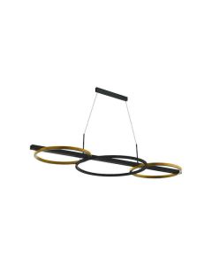 Φωτιστικό Κρεμαστό L96,5xH150cm Μαύρο-Χρυσαφί LED 3000K 1800lm Ρυθμιζόμενο Eglo Lanacera 390087