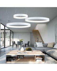 Φωτιστικό Κρεμαστό Ø100 cm Led 87w 6526lm 3000K Γωνία Φωτισμού 80°  Μέταλλο Λευκό Viokef Verdi 4194100