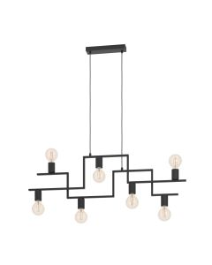 Φωτιστικό Κρεμαστό Επτάφωτο Ράγα L1005xH1100mm 7xE27 Μαύρο Μέταλλο Eglo Fembard 43365