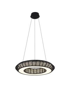 Φωτιστικό Κρεμαστό Μέταλλο & Paper Fest Μαύρο 58xH120cm Led max 64w 2400lm CCT 3000-6000K Dimmable by Remote Control Sun Light ZEUS-P-BK 