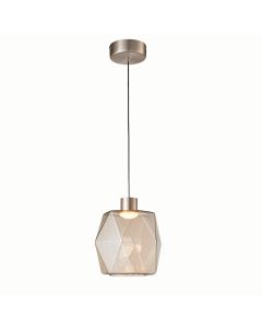 Φωτιστικό Κρεμαστό Μονόφωτο 18xH180cm Led 5w 280lm 3000K Νίκελ-Χειροποίητο Γυαλί Μελί Sun Light  VENET-35P