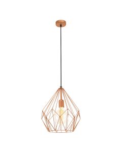 Φωτιστικό Κρεμαστό Μονόφωτο 1xE27 Ø310xH1100mm Μέταλλο Copper Eglo Carlton 49258