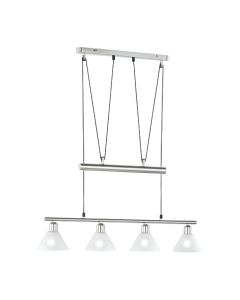 Φωτιστικό Κρεμαστό Τετράφωτο Ράγα L80x14xH 80-180cm 4xΕ14 Nickel Mat -Γυαλί Trio Lighting Stamina 3751041-07