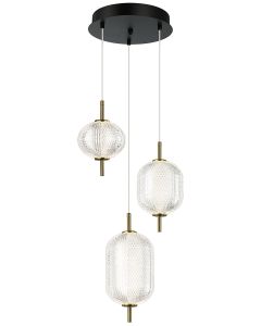 Φωτιστικό Κρεμαστό Τρίφωτο 20w 3000K 1456lm D350xH1400mm Διάφανο-Μπρονζέ Pellucid Viokef 4297700