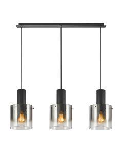 Φωτιστικό Τρίφωτη Ράγα L90xH150cm 3xE27 Μαύρο Μέταλλο-Χρώμιο Γυαλί Ντεγκρατέ Sun Light GEA-3S