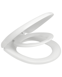 Κάλυμμα Λεκάνης με Ενσωματωμένο Παιδικό 37,4x40-44cm Οπές 12-17cm Λευκό Πλαστικό Soft Close με Αποσπώμενα Στηρίγματα Elvit Family 0340