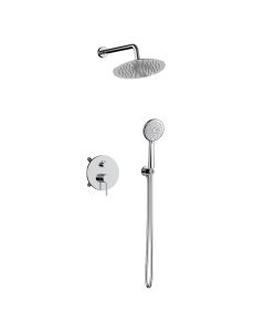 Orabella Preciosa - Shower set εντοιχισμού με Μπαταρία λουτρού, εντοιχισμού 2 σημείων, κεφαλή Φ250 με βραχίονα και τηλέφωνο ντουζ με σπιράλ και επιτοίχειο στήριγμα Χρωμέ 10393
