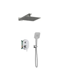 Orabella Marea - Shower set εντοιχισμού με Μπαταρία λουτρού, εντοιχισμού 2 σημείων, κεφαλή 250x250 με βραχίονα και τηλέφωνο ντουζ με σπιράλ και επιτοίχειο στήριγμα Χρωμέ 10406