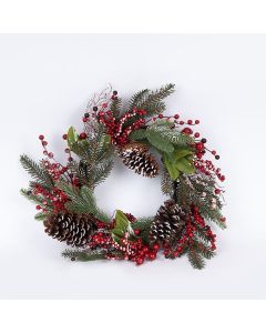 ΣΤΕΦΑΝΙ ΜΕ ΧΙΟΝΙΣΜΕΝΑ BERRIES ΚΑΙ ΚΟΥΚΟΥΝΑΡΙΑ, 55cm Eurolamp 600-46632