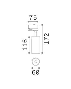FOX TR 3-PHASE 15W CRI80 3000K ON-OFF WH Ideal Lux 250434