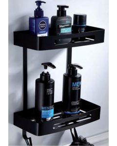 Θήκη -Ραφιέρα Διπλή 'Ίσια Υ34,5*30*11,8cm Μαύρο Ματ Stainless Steel 304 Domistyle 270116Β