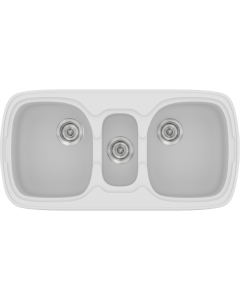 Νεροχύτης Κουζίνας Συνθετικός 97x51cm Ένθετος σε ερμάριο 100cm τρεις γούρνες Sanitec Classic 303-00-White