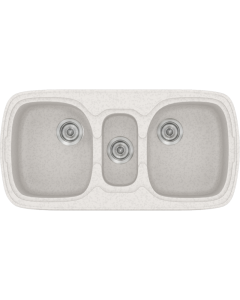 Νεροχύτης Κουζίνας Συνθετικός 97x51cm Ένθετος σε ερμάριο 100cm τρεις γούρνες Sanitec Classic 303-14-Metallic-Ice 