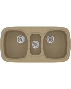 Νεροχύτης Κουζίνας Συνθετικός 97x51cm Ένθετος σε ερμάριο 100cm τρεις γούρνες Sanitec Classic 303-15-Metallic-Cream 