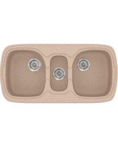 Νεροχύτης Κουζίνας Συνθετικός 97x51cm Ένθετος σε ερμάριο 100cm τρεις γούρνες Sanitec Classic 303-21-Granite-Sand 