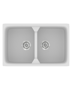 Νεροχύτης Κουζίνας Συνθετικός 78x51cm 2 Γούρνες Ένθετος Eρμάριο 80cm Sanitec Classic 318-00-White