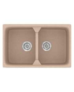 Νεροχύτης Κουζίνας Συνθετικός 78x51cm 2 Γούρνες Ένθετος Eρμάριο 80 εκ.Sanitec Classic 318-21-Granite-Sand  