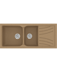 Νεροχύτης Κουζίνας Συνθετικός Granite Celtic Stone 115*50 εκ. Ένθετος Eρμάριο 80 εκ. Δύο γούρνες & Ποδιά Sanitec Electric 323