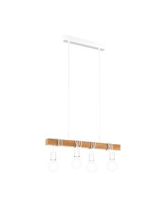 Φωτιστικό Κρεμαστό Ράγα 70 εκ.Τετράφωτη Ξύλο/Λευκό Eglo Townshend 33164