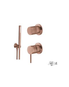 Σετ Επίτοιχη Παροχή Νερού,Τηλέφωνο, Σπιράλ & Μίκτης Εντοιχισμού με Εκτροπέα Περιστροφικό 2 Εξόδων La Torre Inox 316 PVD Rose Gold