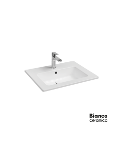 Νιπτήρας Πορσελάνης Flat 62,5x46,5 (1 οπή) Bianco Ceramica White 36060-300
