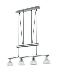 Φωτιστικό Κρεμαστό Τετράφωτο Ράγα L80,5xH 95-160cm Led Ε14 4x14,5w 4x400lm 3000K Nickel Mat -Γυαλί Αλάβαστρος Trio Lighting Levisto 371010407