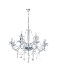 Πολυέλαιος Δεκαοκτάφωτος Ø100xH130cm 18xE14  Χρωμέ-Διάφανο Eglo Basilano 39102