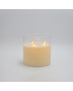 ΚΕΡΙ ΜΠΑΤΑΡΙΑΣ ΜΕ 3 ΚΙΝΟΥΜΕΝΕΣ ΦΛΟΓΕΣ, ΜΕ ΓΥΑΛΙ, ΙΒΟΥΑΡ, ΜΕ ΧΡΟΝΟΔΙΑΚΟΠΤΗ, 15x15cm Eurolamp 147-15134