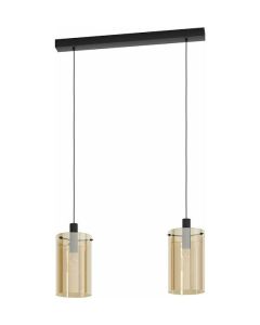 Eglo Polverara Μοντέρνο Κρεμαστό Φωτιστικό Δίφωτο με Ντουί E27 σε Μαύρο Χρώμα 39538