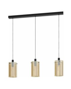 Eglo Polverara Μοντέρνο Κρεμαστό Φωτιστικό Τρίφωτο με Ντουί E27 σε Μαύρο Χρώμα 39539