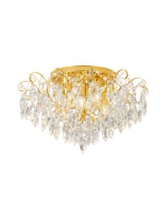 Φωτιστικό Πλαφόν Οροφής Ø60xH35cm Εξάφωτο 6xΕ14 Ορείχαλκος -Διάφανα Κρύσταλλα Eglo Fenoullet 1 39602