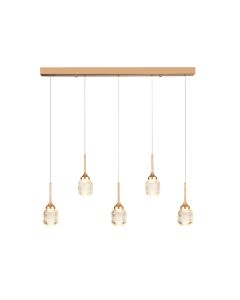 Κρεμαστό φωτιστικό LED 5*10W από χρυσαφί μέταλλο και ακρυλικό D:60x200cm 4077R-5-Golden