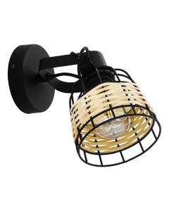 Φωτιστικό Σποτ Μονόφωτο  L480xH240mm 1xE27 Μαύρο Ράταν Eglo Anwick 1 43324