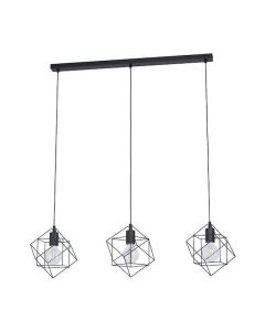 Eglo Straiton Μοντέρνο Κρεμαστό Φωτιστικό Τρίφωτο Πλέγμα με Ντουί E27 σε Μαύρο Χρώμα 43361