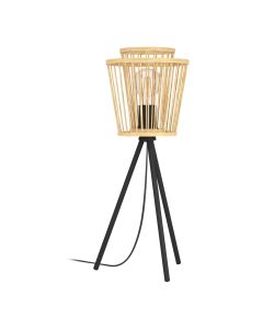 Φωτιστικό Επιτραπέζιο Τρίποδο Ø285xH570mm Αμπαζούρ Ø210mm 1xE27 Μπαμπού-Μαύρο Eglo Hykeham 43854
