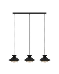 Φωτιστικό Κρεμαστό Τρίφωτο Ράγα 3L960xH1100mm Μέταλλο-Μαύρο-Ορείχαλκος Eglo Grizedale 43886