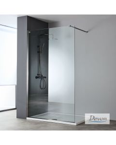 Διαχωριστικό κρύσταλλο ντουζιέρας IWIS Walk-in 50 ρυθμιζόμενo από 46 έως 48εκ., Devon Clean Glass Inox AISI304 PVD Black Brushed  IW50C-411