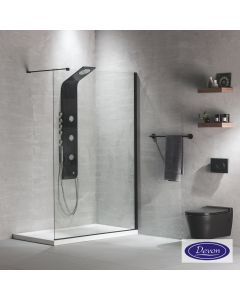 Διαχωριστικό κρύσταλλο ντουζιέρας IWIS Walk-in 100 h.220 ρυθμιζόμενo από 97 έως 99εκ., Devon Clean Glass Black Matt  IWH100C-400