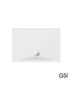 Ντουζιέρα Πορσελάνης Παραλληλόγραμμη 100x70 h.4 (4389) antislip Φ90 GSI White 471007-300