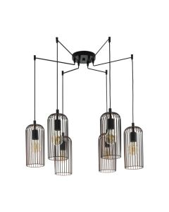 Φωτιστικό Κρεμαστό Εξάφωτο "Χταπόδι" Vintage Ατσάλι Μαύρο-Χάλκινο Eglo Roccamena 49643