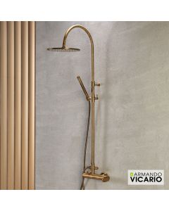 Μπαταρία Ντουζιέρας με Κεφαλή και Κολώνα ρυθμιζόμενου ύψους Slim Vicario Antique Brass 500065-221