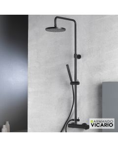 Μπαταρία Ντουζιέρας με Κεφαλή και Κολώνα ρυθμιζόμενου ύψους Slim Vicario Black Matt 500065-400