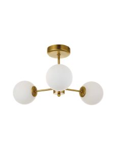 InLight Κρεμαστό φωτιστικό από χρυσό ματ μέταλλο και λευκή οπαλίνα 3XG9 D:45cm 5015-3