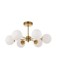 InLight Κρεμαστό φωτιστικό από χρυσό ματ μέταλλο και λευκή οπαλίνα 6XG9 D:55cm 5015-6