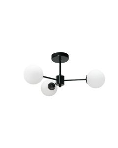 InLight Κρεμαστό φωτιστικό από μαύρο μέταλλο και λευκή οπαλίνα 3XG9 D:45cm 5016-3