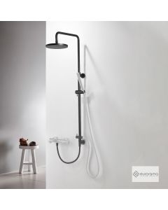 Ρυθμιζόμενη Κολώνα Ντους με κεφαλή Φ20 για σύνδεση μεΜπαταρία Λουτρού, Black Matt 51400R-400