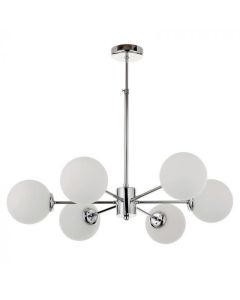 InLight Κρεμαστό φωτιστικό από χρώμιο μέταλλο και λευκή οπαλίνα 6XG9 D:55cm 5321-6