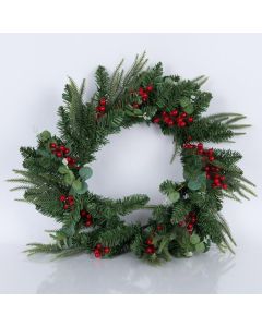 ΣΤΕΦΑΝΙ ΠΡΑΣΙΝΟ ΜΕ BERRIES ΚΑΙ ΠΡΑΣΙΝΑ ΦΥΛΛΑ, 60cm Eurolamp 600-30633