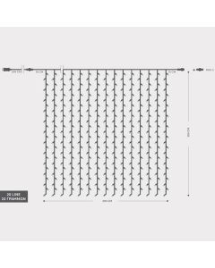ΚΟΥΡΤΙΝΑ, 360 LED 3mm, 36V ΜΕΤΑΣΧΗΜΑΤΙΣΤΗ, 4 ΕΠΕΚΤΑΣΕΙΣ ΕΩΣ 3 ΣΕΤ, ΔΙΑΦΑΝΟ PVC ΚΑΛΩΔΙΟ, ΛΕΥΚΟ LED (H200 x W200cm, 20 ΣΕΙΡΕΣ x 18 LED), ΠΡΟΕΚΤΑΣΗ ΠΑΡΟΧΗΣ 3m, ΙΡ44 Eurolamp 600-11370